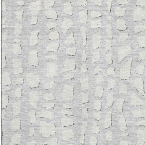 9' X 12' Silver And Ivory Cobblestone Washable Area Rug With UV Protection