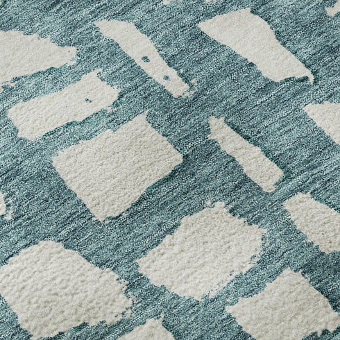 8' X 10' Teal And Ivory Cobblestone Washable Area Rug With UV Protection