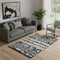 5' X 8' Black Silver And Brown Striped Washable Area Rug With UV Protection