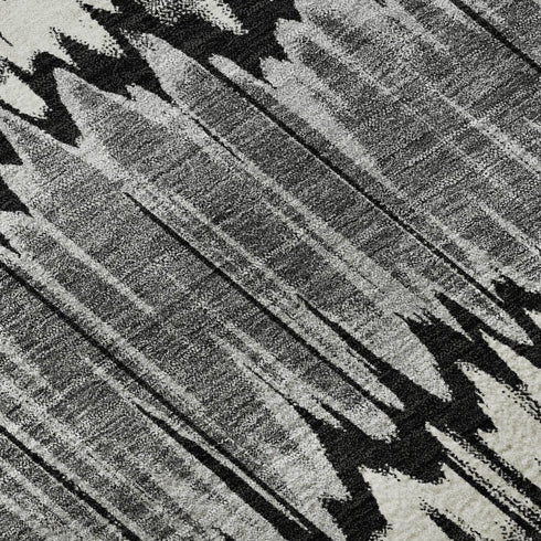 5' X 8' Black Silver And Brown Striped Washable Area Rug With UV Protection