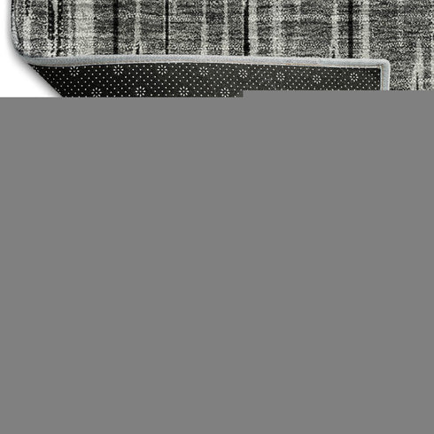 9' X 12' Black Silver And Brown Striped Washable Area Rug With UV Protection