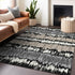 9' X 12' Black Silver And Brown Striped Washable Area Rug With UV Protection