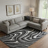 8' X 10' Black Gray And White Marble Washable Area Rug With UV Protection