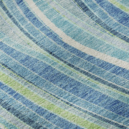 5' X 8' Blue Green And Ivory Marble Washable Area Rug With UV Protection