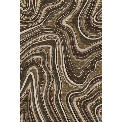 8' X 10' Brown Beige And Taupe Marble Washable Area Rug With UV Protection