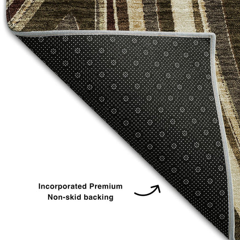 8' X 10' Brown Beige And Taupe Marble Washable Area Rug With UV Protection