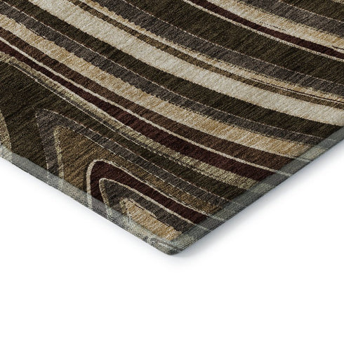 8' X 10' Brown Beige And Taupe Marble Washable Area Rug With UV Protection