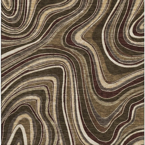 8' X 10' Brown Beige And Taupe Marble Washable Area Rug With UV Protection