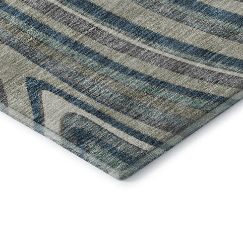 8' X 10' Teal Ivory And Taupe Marble Washable Area Rug With UV Protection