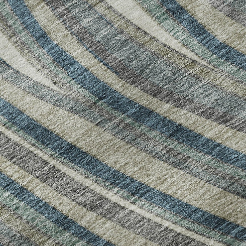 8' X 10' Teal Ivory And Taupe Marble Washable Area Rug With UV Protection
