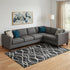 9' X 12' Black Ivory And Gray Abstract Washable Area Rug With UV Protection