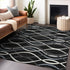 9' X 12' Black Ivory And Gray Abstract Washable Area Rug With UV Protection