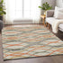 8' X 10' Orange Ivory And Gold Abstract Washable Area Rug With UV Protection