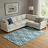 8' X 10' Teal Ivory And Gray Abstract Washable Area Rug With UV Protection