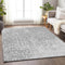 8' X 10' Silver And Gray Medallion Washable Area Rug With UV Protection