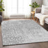 8' X 10' Silver And Gray Medallion Washable Area Rug With UV Protection