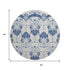 8' Navy Blue And Ivory Medallion Washable Round Rug With UV Protection