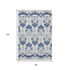 8' X 10' Navy Blue And Ivory Medallion Washable Area Rug With UV Protection