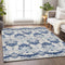 8' X 10' Navy Blue And Ivory Medallion Washable Area Rug With UV Protection