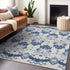 8' X 10' Navy Blue And Ivory Medallion Washable Area Rug With UV Protection