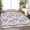 8' X 10' Purple And Ivory Medallion Washable Area Rug With UV Protection