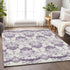 8' X 10' Purple And Ivory Medallion Washable Area Rug With UV Protection