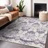 8' X 10' Purple And Ivory Medallion Washable Area Rug With UV Protection