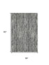 5' X 8' Black And Ivory Striped Washable Area Rug With UV Protection