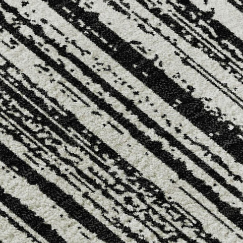 5' X 8' Black And Ivory Striped Washable Area Rug With UV Protection