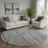 8' Black And Ivory Striped Washable Round Rug With UV Protection