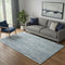 5' X 8' Blue And Ivory Striped Washable Area Rug With UV Protection