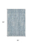 5' X 8' Blue And Ivory Striped Washable Area Rug With UV Protection