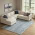 8' X 10' Blue And Ivory Striped Washable Area Rug With UV Protection