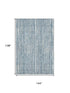 9' X 12' Blue And Ivory Striped Washable Area Rug With UV Protection
