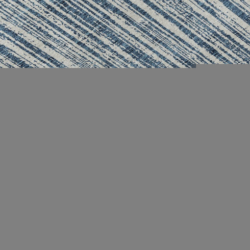 9' X 12' Blue And Ivory Striped Washable Area Rug With UV Protection