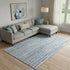 9' X 12' Blue And Ivory Striped Washable Area Rug With UV Protection