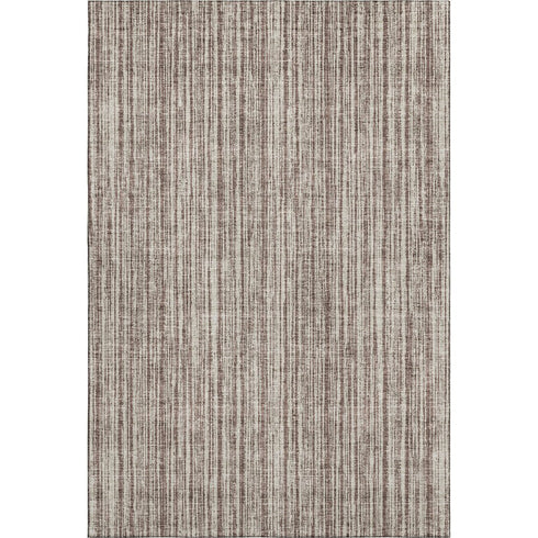 5' X 8' Brown And Ivory Striped Washable Area Rug With UV Protection