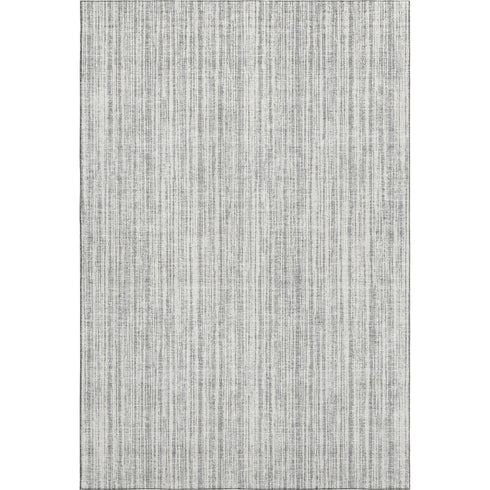 8' X 10' Gray And Silver Striped Washable Area Rug With UV Protection