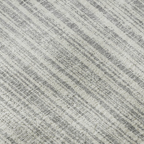8' X 10' Gray And Silver Striped Washable Area Rug With UV Protection