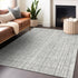 8' X 10' Gray And Silver Striped Washable Area Rug With UV Protection