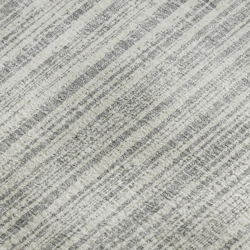 8' X 10' Gray And Silver Striped Washable Area Rug With UV Protection