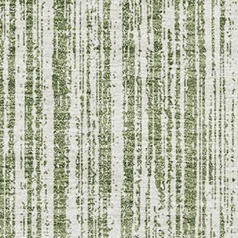 5' X 8' Green And Ivory Striped Washable Area Rug With UV Protection
