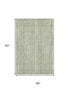 5' X 8' Green And Ivory Striped Washable Area Rug With UV Protection