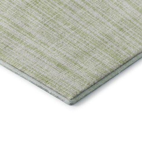 5' X 8' Mint Green And Ivory Striped Washable Area Rug With UV Protection