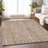 8' X 10' Rust And Beige Striped Washable Area Rug With UV Protection