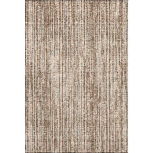 8' X 10' Rust And Beige Striped Washable Area Rug With UV Protection
