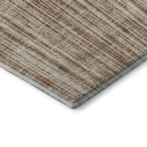 8' X 10' Rust And Beige Striped Washable Area Rug With UV Protection