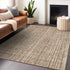 8' X 10' Rust And Beige Striped Washable Area Rug With UV Protection