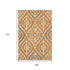 9' X 12' Orange Green And Ivory Diamond Washable Area Rug With UV Protection