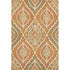 9' X 12' Orange Green And Ivory Diamond Washable Area Rug With UV Protection
